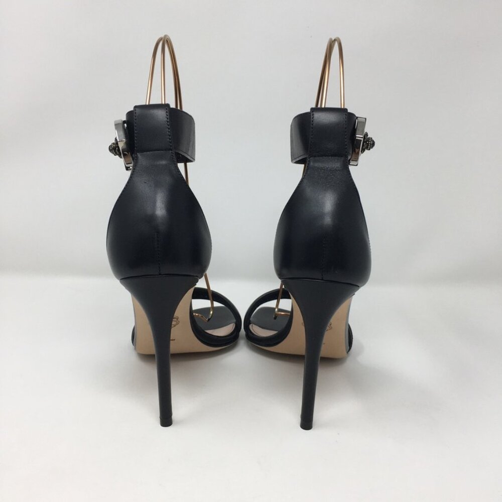 Alexander McQueen 4" Heels Medieval Buckle Sandal Size 37 Black Leather - Picture 7 of 16